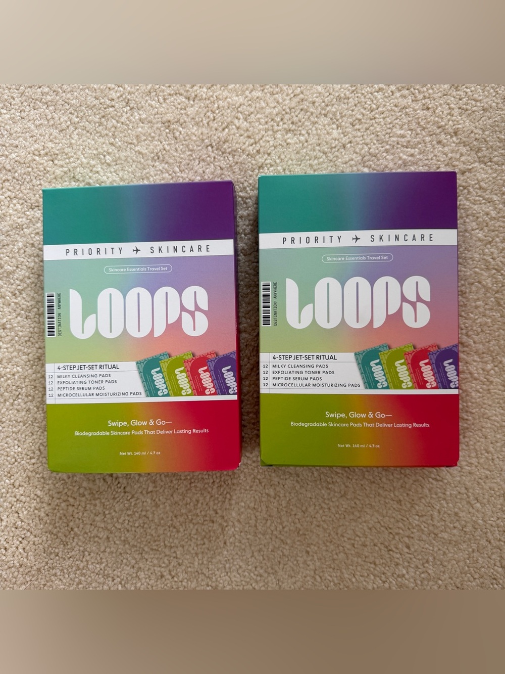 LOOPS Skincare Essentials Travel Set face masks - 2 packs (set of 96 pads)